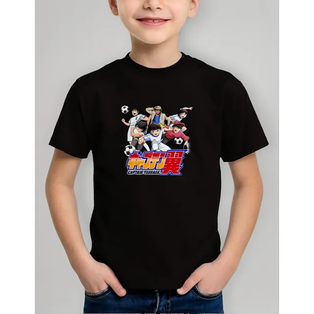 Remera Negra Niño Algodón Personalizada Super Campeones