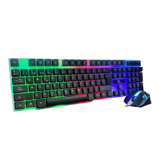 Kit Teclado Mouse Gamer Luces Rgb Raton Español Usb Tecla Ñ 