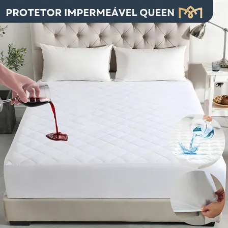 Protetor De Colchão Impermeável Queen Ebenezer Shop Antiácaro Matelado Branco