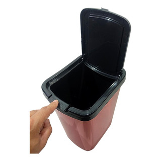 Lixeira Cesto Lixo 09 Litros Tipo Inox Com Tampa Click Label Lixeira Cesto Lixo 09 Litros Tipo Inox Com Tampa Click Label