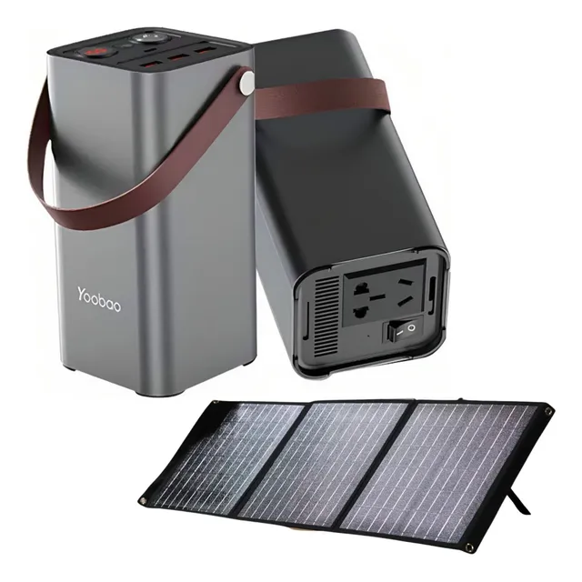 Set Power Bank Estación De Carga 46,200mah + Panel Solar 60w Color Gris Oscuro