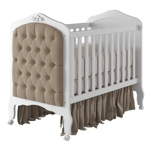 Berço E Mini Cama Permobili Harmonia Com Capitonê Branco