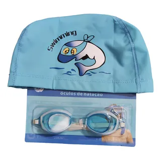 Kit Touca De Natação E Ăculos Infantil Piscina Hidro Nadar Cor Azul-claro Desenho Do Tecido Golfinho Tamanho Ănico Kit Touca De Natação E Ăculos Infantil Piscina Hidro Nadar Cor Azul-claro Desenho Do Tecido Golfinho Tamanho Ănico