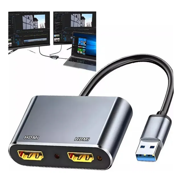 Adaptador Dual Usb A Hdmi Amplía Dos Monitores