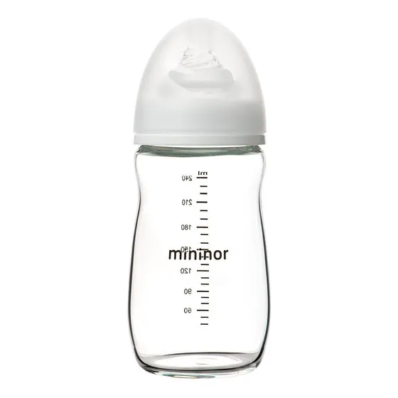 Mamadera De Vidrio Mininor 240ml Color Blanco