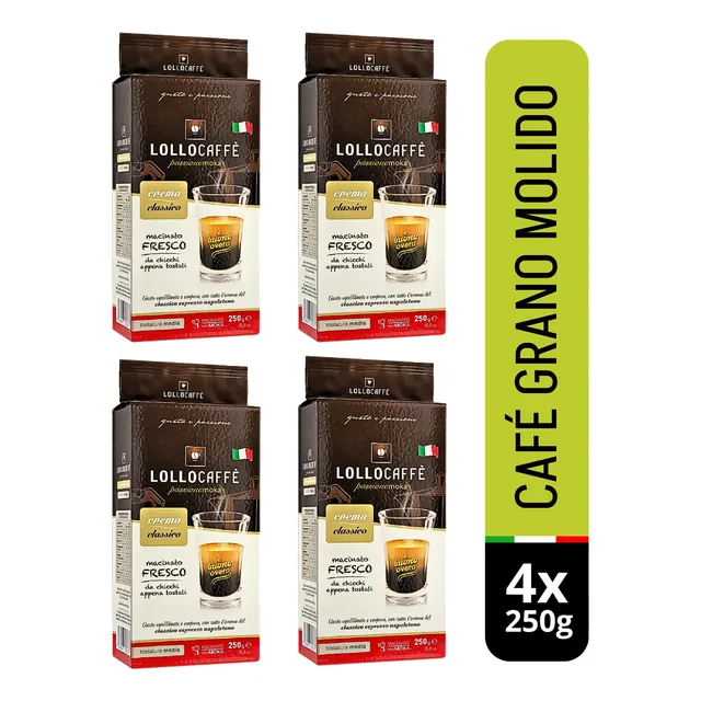 Café Grano Molido 250gr X 4uni. Lollocaffé Crema Classic