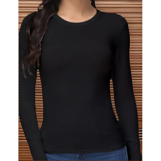 Remera Modal Soft Gamuzado  Manga Larga Escote Redondo