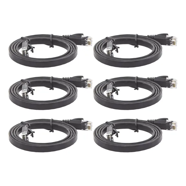 Paquete De 6 Cables Ugreen Cat6 De Red Plano 1m Negro 50173