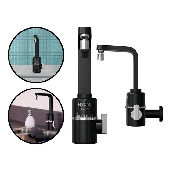 Torneira Elétrica Parede Hydra Slim 4t Preta Acabamento Cromado Cor Preto 220V