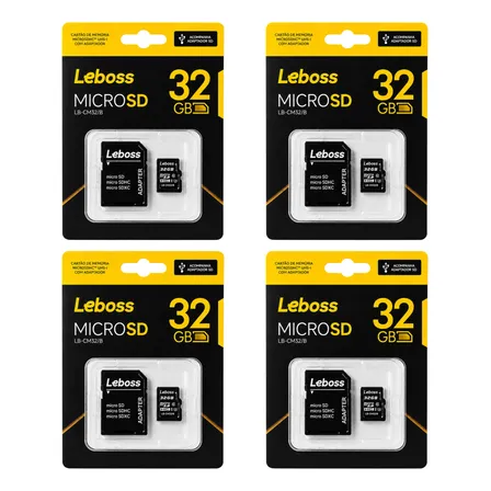 Kit4 Cartão De Memória Microsd 32gb Classe 10 Uhs-i 100mb/s