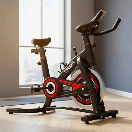 Bicicleta De Spinning Pro Overfit Estatica Fitness Gym Color Negro Negro Y Rojo