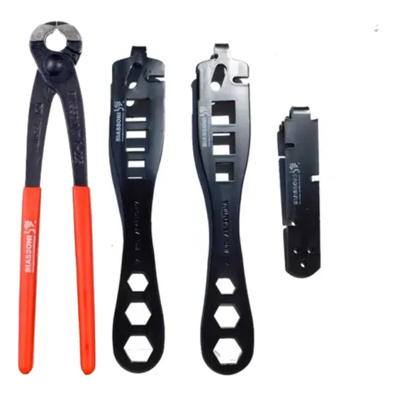 Llave Para Alambrador X3 Curva Recta Chica + Tenaza Biassoni