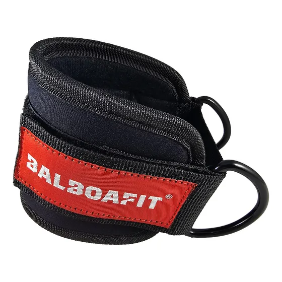Tobillera Para Polea Balboafit Con Abrojo Y Ganchos Gimnasio Color Negro BALBOAFIT