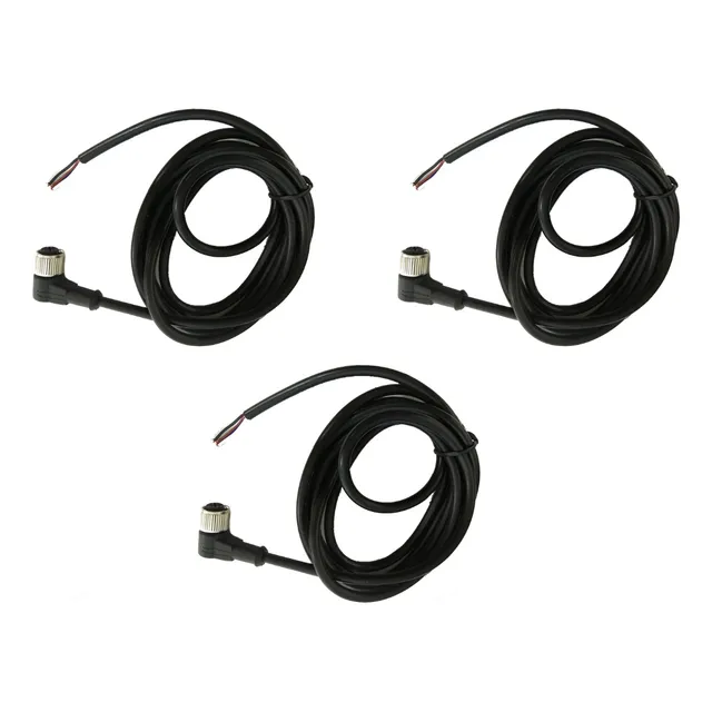 Paquete 3 Cable M12 4 Pines Hembra Codo De 2 Metros