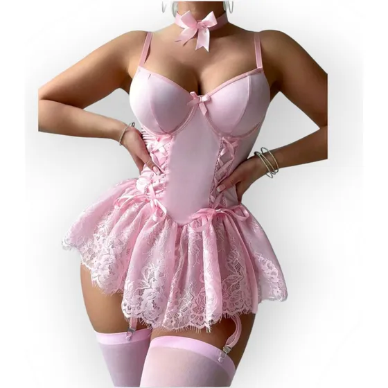 Conjunto De Lencería Talla S Rosado