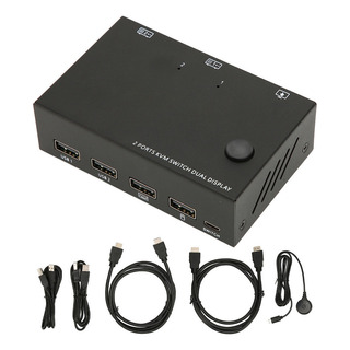 Conmutador Kvm De 2 Puertos Con Doble Monitor Hd Multimedia Conmutador Kvm De 2 Puertos Con Doble Monitor Hd Multimedia