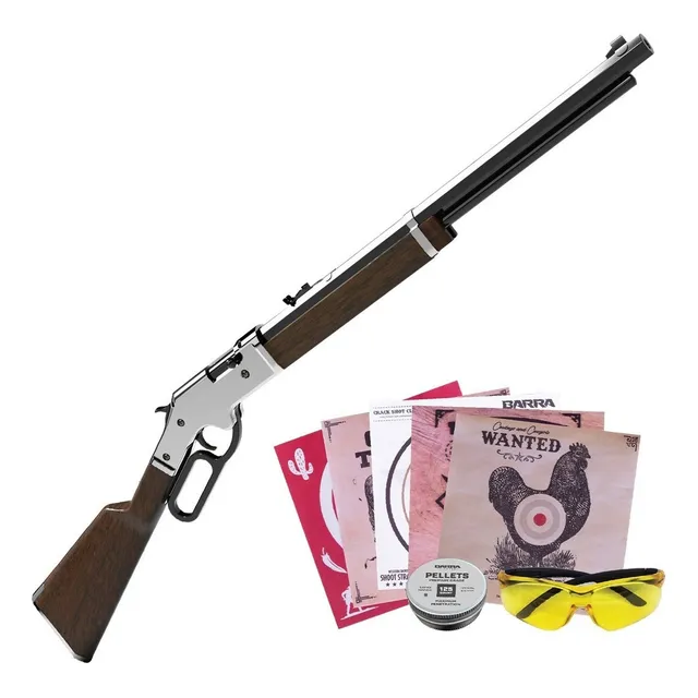 Kit Carabina Rifle Barra Cowboy Silver Accs. Cal. 4.5mm Bbs