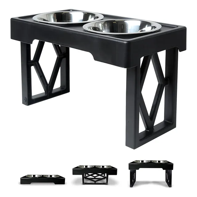 Comedero Doble Plato Elevado Altura Regulable Perro Gato
