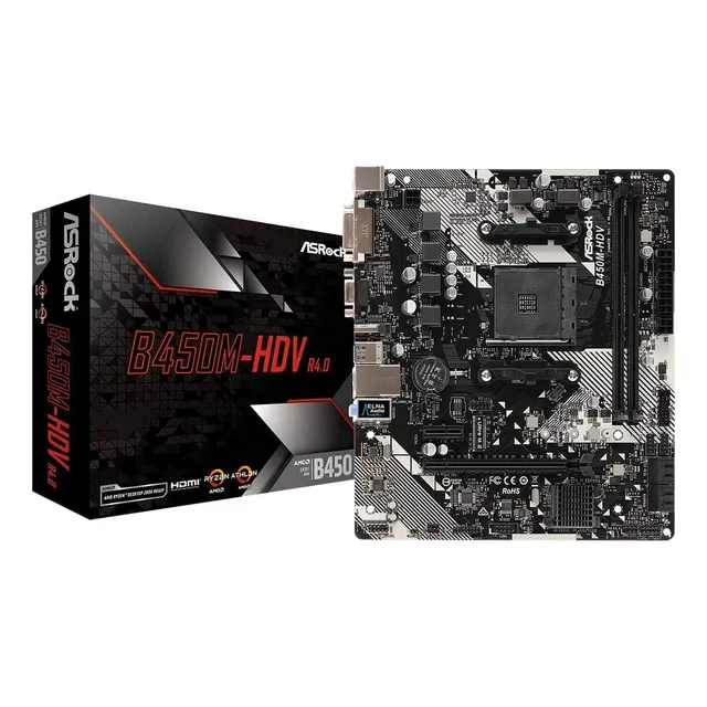 B450m-hdv R4.0 Amd B450 Am4 Socket Ryzen 2000 - 5000 Proc...