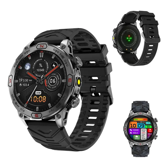 Reloj Inteligente Smartwatch Kc86 Sport Fitness Uso Rudo Pantalla Hd 1.43 Pulgadas Bluetooth Llamadas Sumergible  Monitoreo De Salud Linterna Brújula