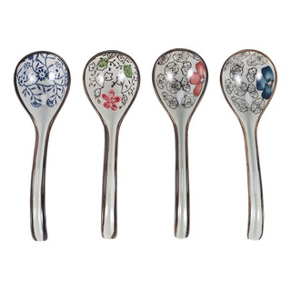 Cucharas De Arroz De Cerámica China Retro Asiática De 4 Piez Cucharas De Arroz De Cerámica China Retro Asiática De 4 Piez