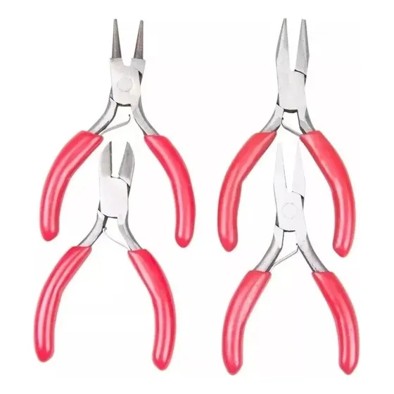 Pinzas Alicates 4 Pcs Plana Rosario Punta Recta Oblicuo
