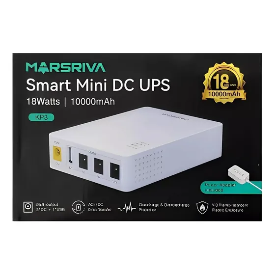 Mini Ups Marsriva Kp3 5v 9v 12v/ 10 Horas  De Respaldo 