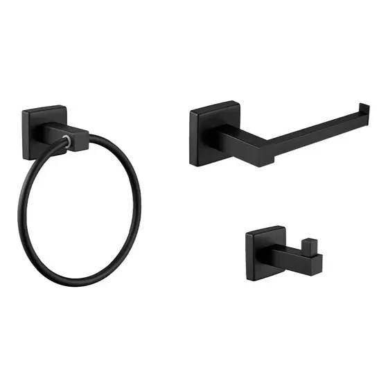 Aqua Plus Hogar Aqp-23196-4 Accesorios Baño Negro 3 Pzs