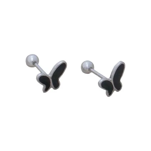 Aros Aretes Tope Diseño Mariposa - Acero Quirurgico