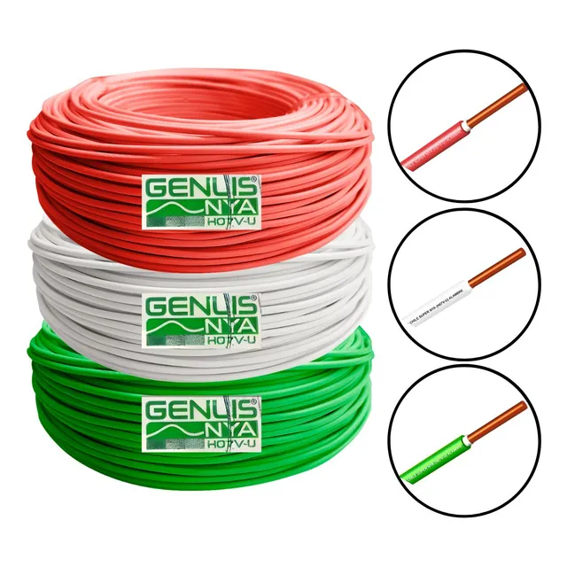 Pack 3 Rollos Cable Alambre Nya 2.5mm H07v-u  R-100mts Sec