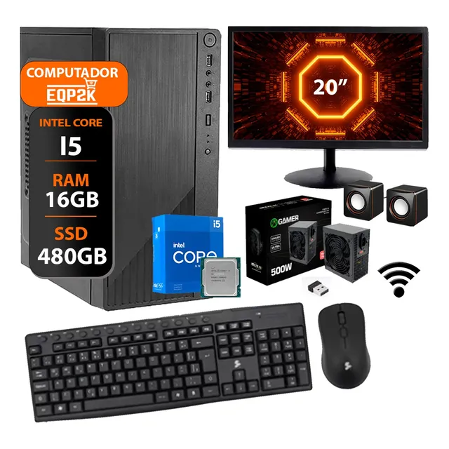 Computador Core I5 3°gera. 16gb Ssd480gb 500w Monitor 20 
