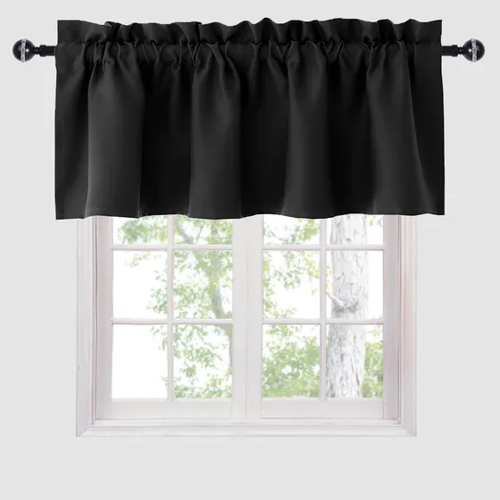 Hiasan Cortinas Opacas Con Cenefa Negra Con Bolsillo Para Ba