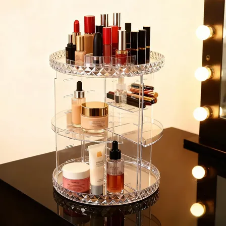 Organizador De Maquillaje Giratorio 360° 4 Niveles Multiusos Blanco