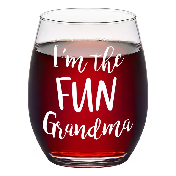 Copa Vino Texto Ingl  I Am The Funny Grandma  Tallo Granda