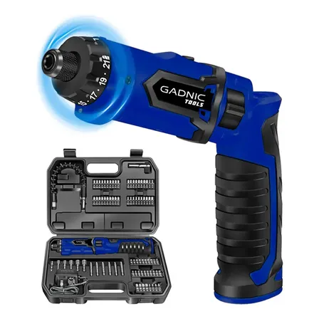 Destornillador Electrico Inalámbrico D72 Gadnic Bateria 1500mAh 230RPM Par 7NM Kit 87 Accesorios