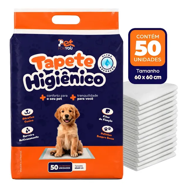 Tapete Higiênico Pet 50 Unidades 60x60 Descartável
