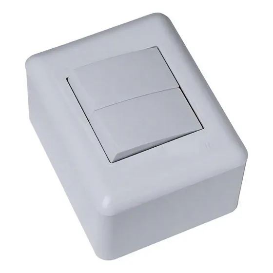 Cj Interruptor Duplo Simples Sobrepor - Blux Overlap Branco 