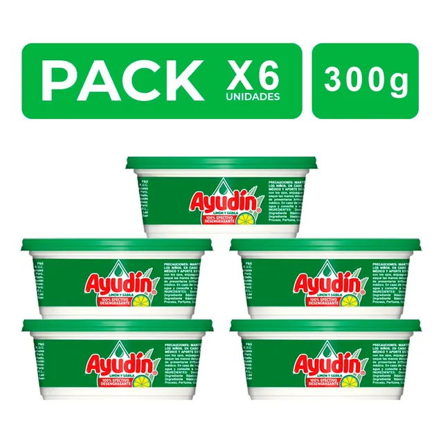 Lavavajillas Pasta Ayudin Limón 300g Pack X6