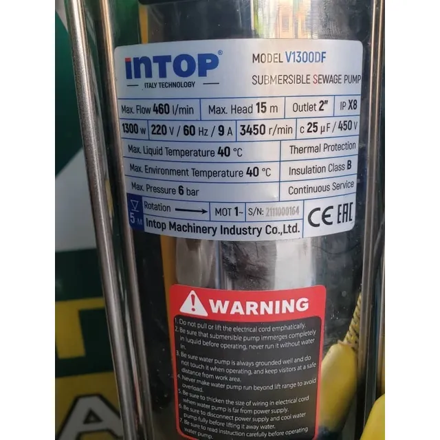 Bomba De Agua Para Drenaje 1.8 Hp Intop