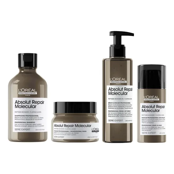 Kit Absolut Repair Molecular Shampoo, Serum, Máscara Y Leav