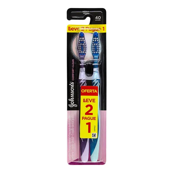 Escova Dental Média Johnson's Comfort Clean 40 Grande Leve 2 Pague 1 Unidade