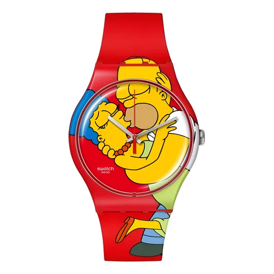 Swatch Reloj Simpsons Rojo Unisex Casual Regalo Pareja