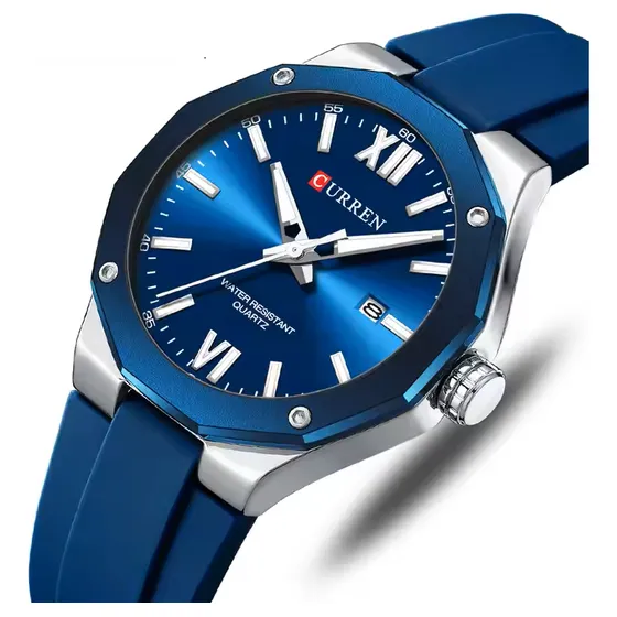 Reloj Curren 8465 Correa De Silicona Caja De Acero