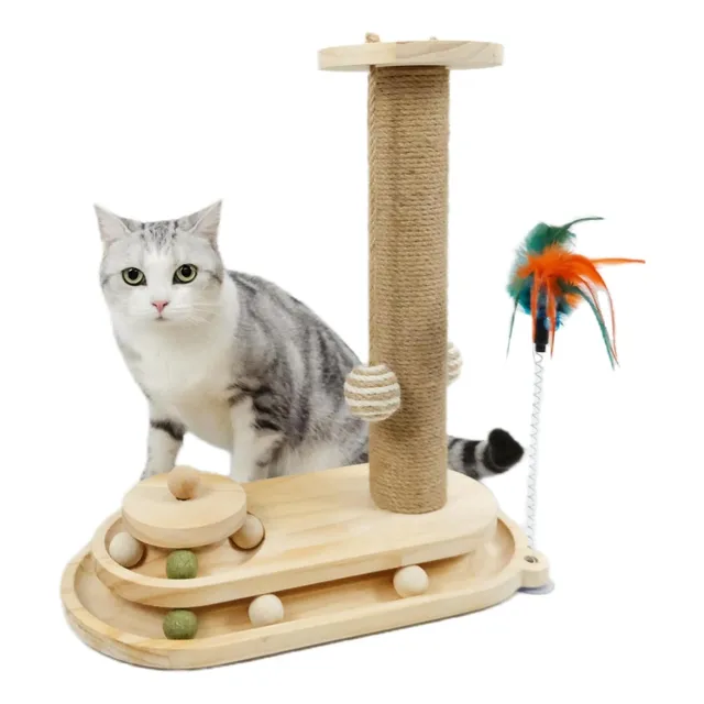 Poste Rascador Para Gatos Juego Con 6 Pelotas Interactivo