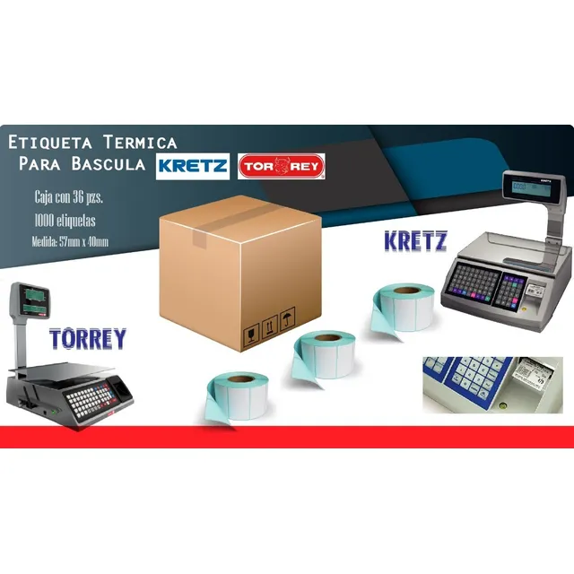 Etiqueta Termica Directa 57mmx40mm Bascula Kretz-torrey 