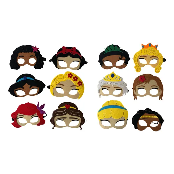 Pack 12 Antifaces Mascaras Princesas Calidad Diseño Fieltro