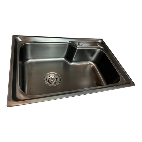 Pileta Simple Cocina Negra Satinada Acero Inox. 68x45x21 Cm