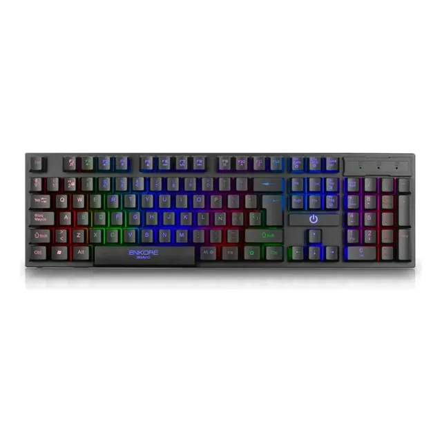 Teclado Gamer Semi Mecánico Brain Enkore Led Rainbow