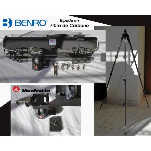 Trípode Benro Fibra  De Carbono + Cabezal   Manfrotto  Usado