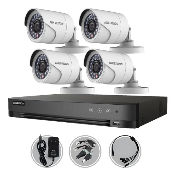 Kit Seguridad Hikvision Dvr 4ch + 4 Cámaras 720p + Balun